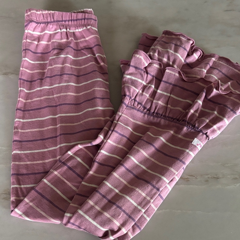 Ruffle Butts Pink Striped Ruffle Hem Pajama Pants